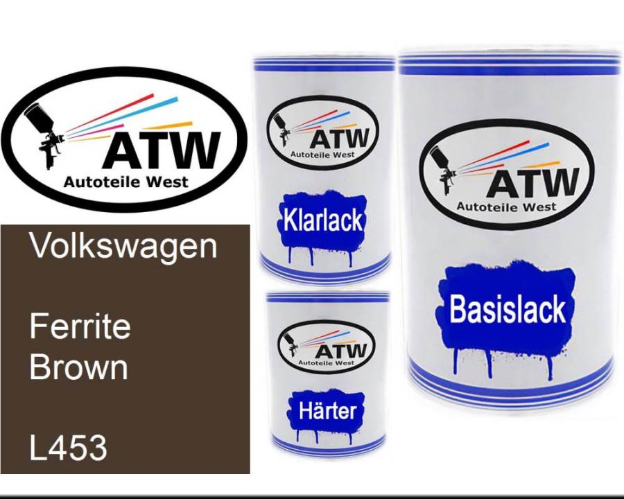 Volkswagen, Ferrite Brown, L453: 500ml Lackdose + 500ml Klarlack + 250ml Härter - Set, von ATW Autoteile West.